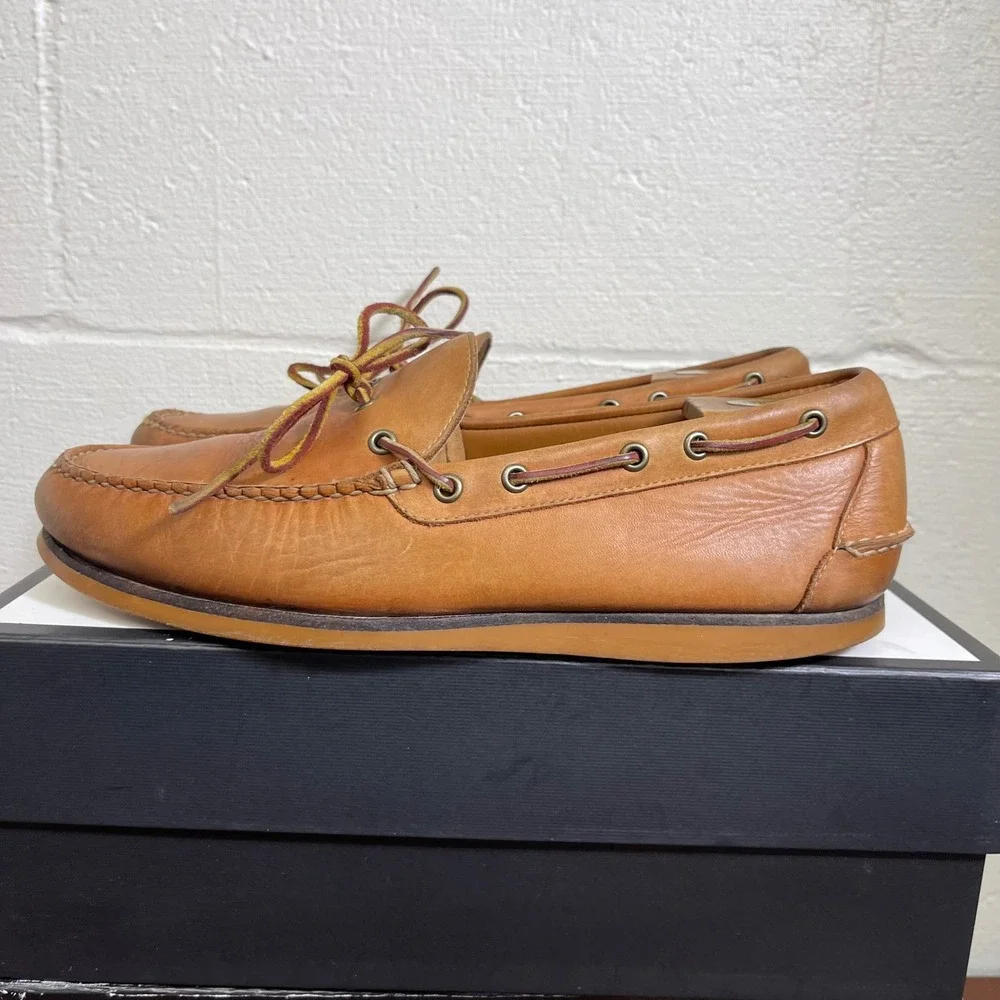 LL Bean Signature 297560 Moc Brown Leather Casual Loafer Slip On Mens Size 13 D